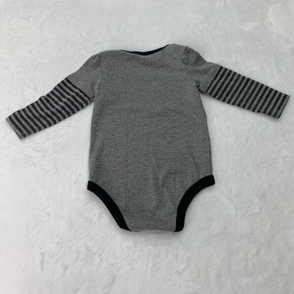 Nirvana Baby 12M Smiley Face All Over Print Long Striped Sleeve One Piece Romper - Picture 3 of 6